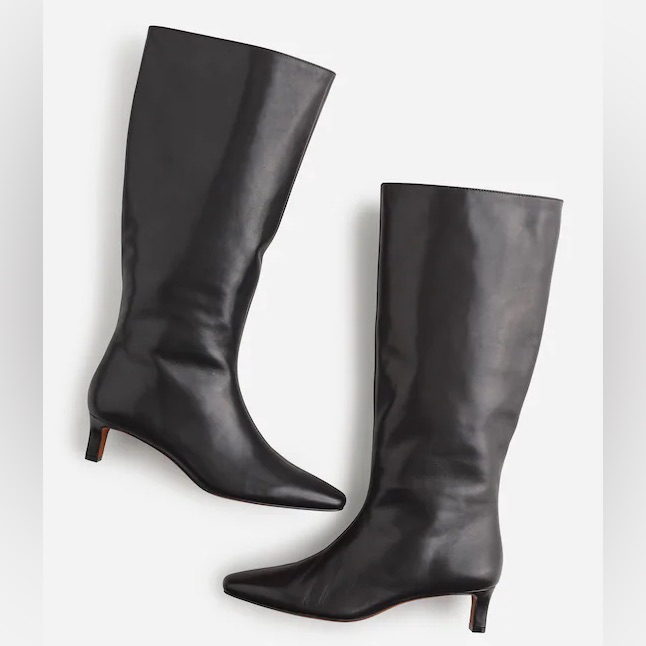 Madewell The Dimes Kittenheel Knee-High Boot With Extended Calf In Leather Nr832